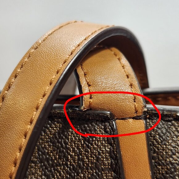 Michael Kors Whitney Large Tote Bag Brown Signature Print Tan Leather Accents - Picture 7 of 16